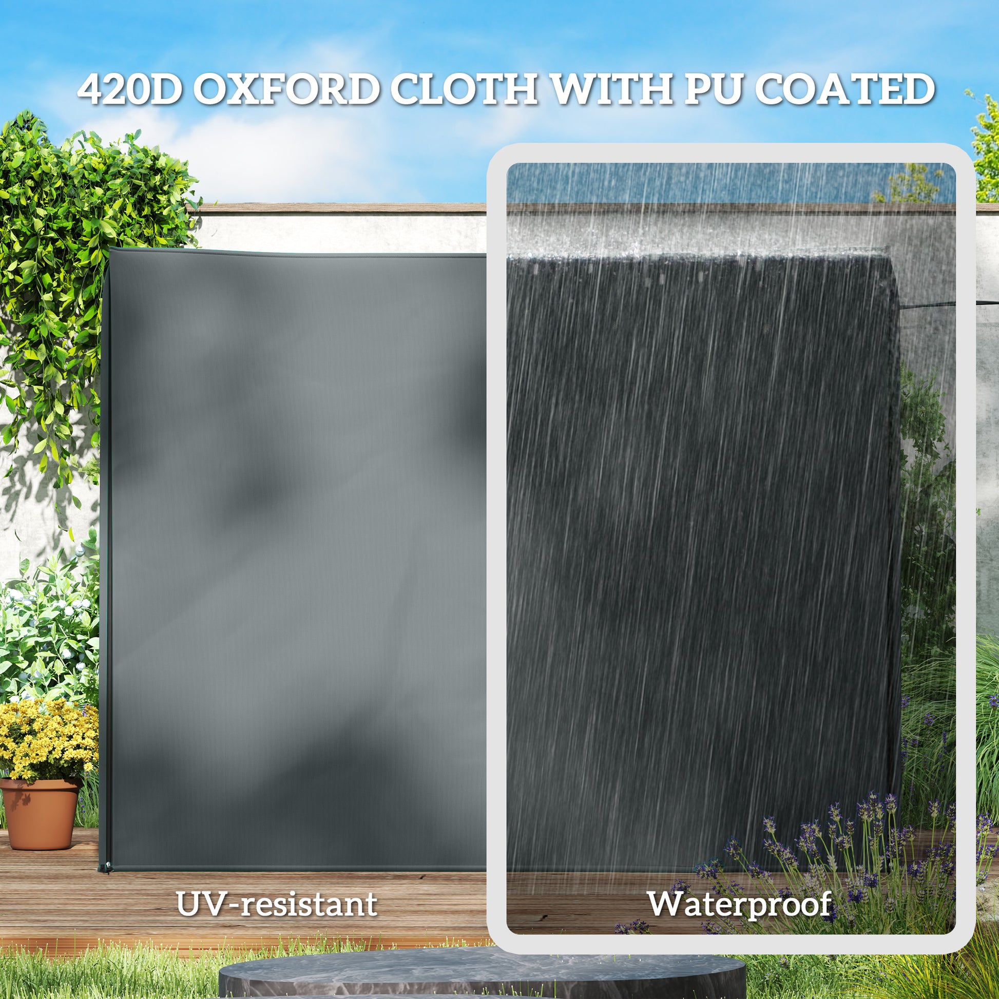 3 Seater Garden Swing Cover, Waterproof 420D Outdoor Swing Bench Cover with Zip, Windproof and Anti-UV, Grey