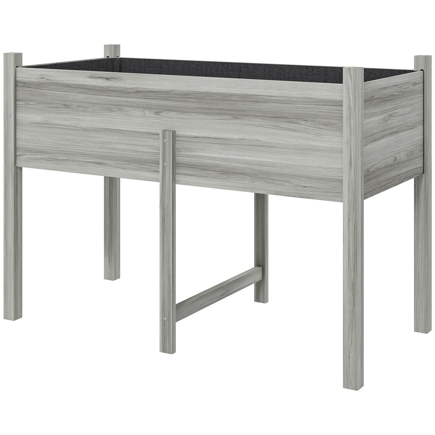 Wooden Raised Planter Box with Drain Holes for Vegetables, Flowers, Outdoor Garden Bed, 45.3x21.7x31.5inch, Grey