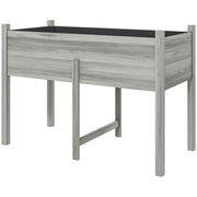 Wooden Raised Planter Box with Drain Holes for Vegetables, Flowers, Outdoor Garden Bed, 45.3x21.7x31.5inch, Grey