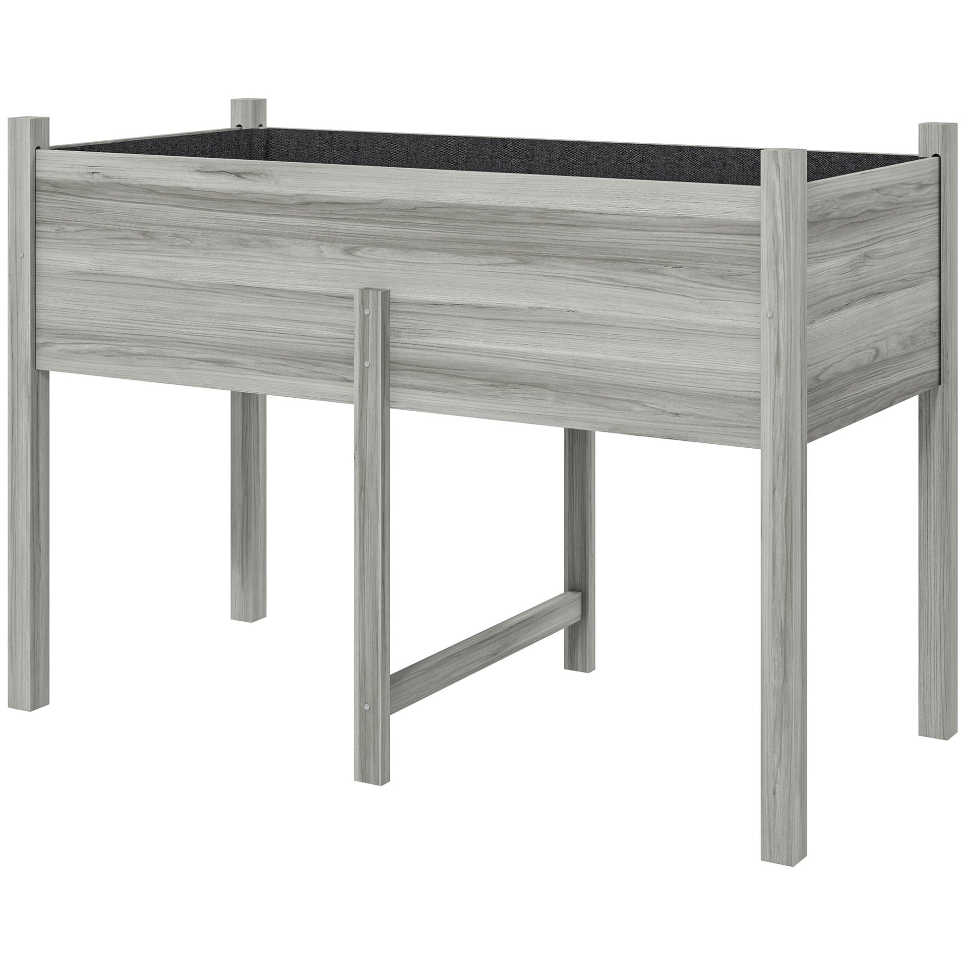 Wooden Raised Planter Box with Drain Holes for Vegetables, Flowers, Outdoor Garden Bed, 45.3x21.7x31.5inch, Grey
