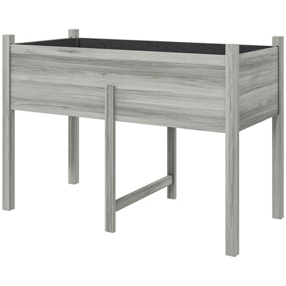 Wooden Raised Planter Box with Drain Holes for Vegetables, Flowers, Outdoor Garden Bed, 45.3x21.7x31.5inch, Grey