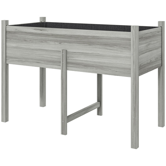 Wooden Raised Planter Box with Drain Holes for Vegetables, Flowers, Outdoor Garden Bed, 45.3x21.7x31.5inch, Grey