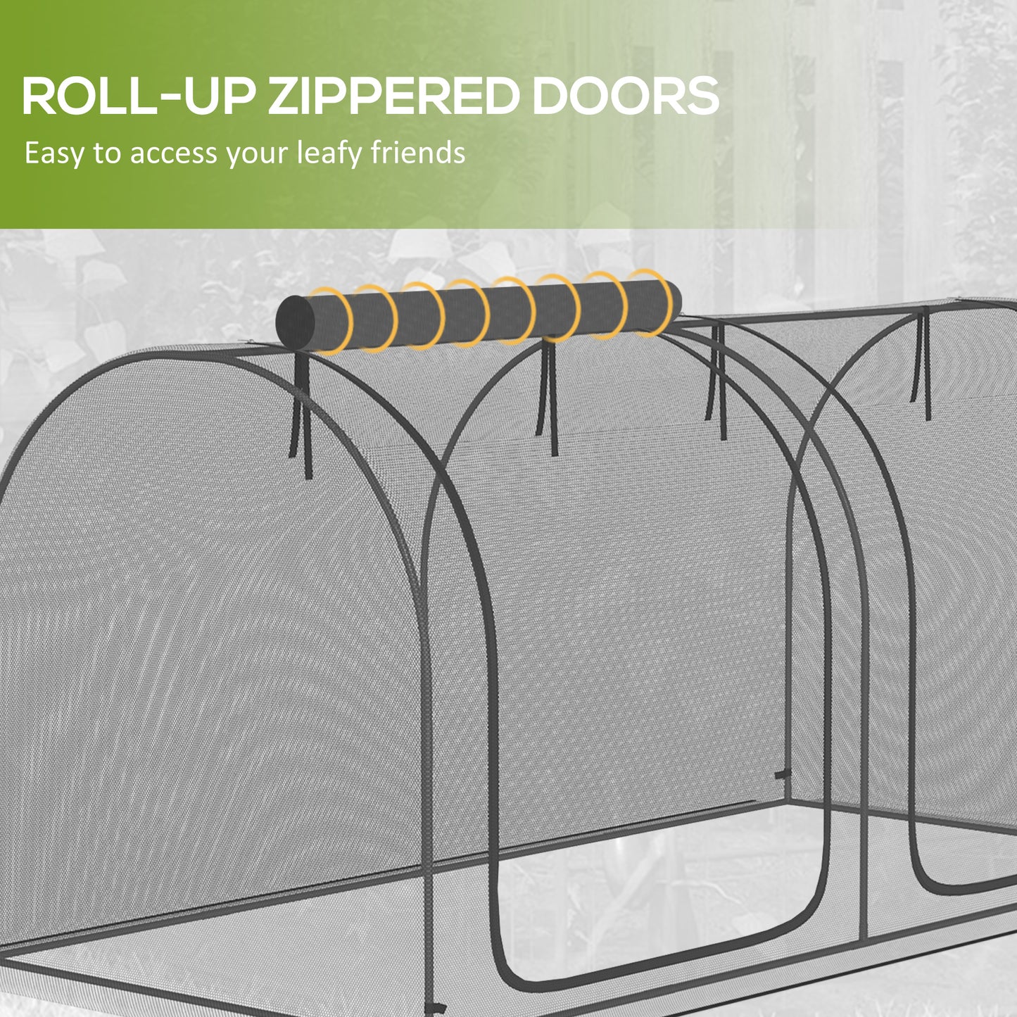 8' x 4' Crop Cage, Garden Plant Protector, with 2 Zippered Doors and 6 Ground Stakes, for Garden, Yard, Lawn, Black