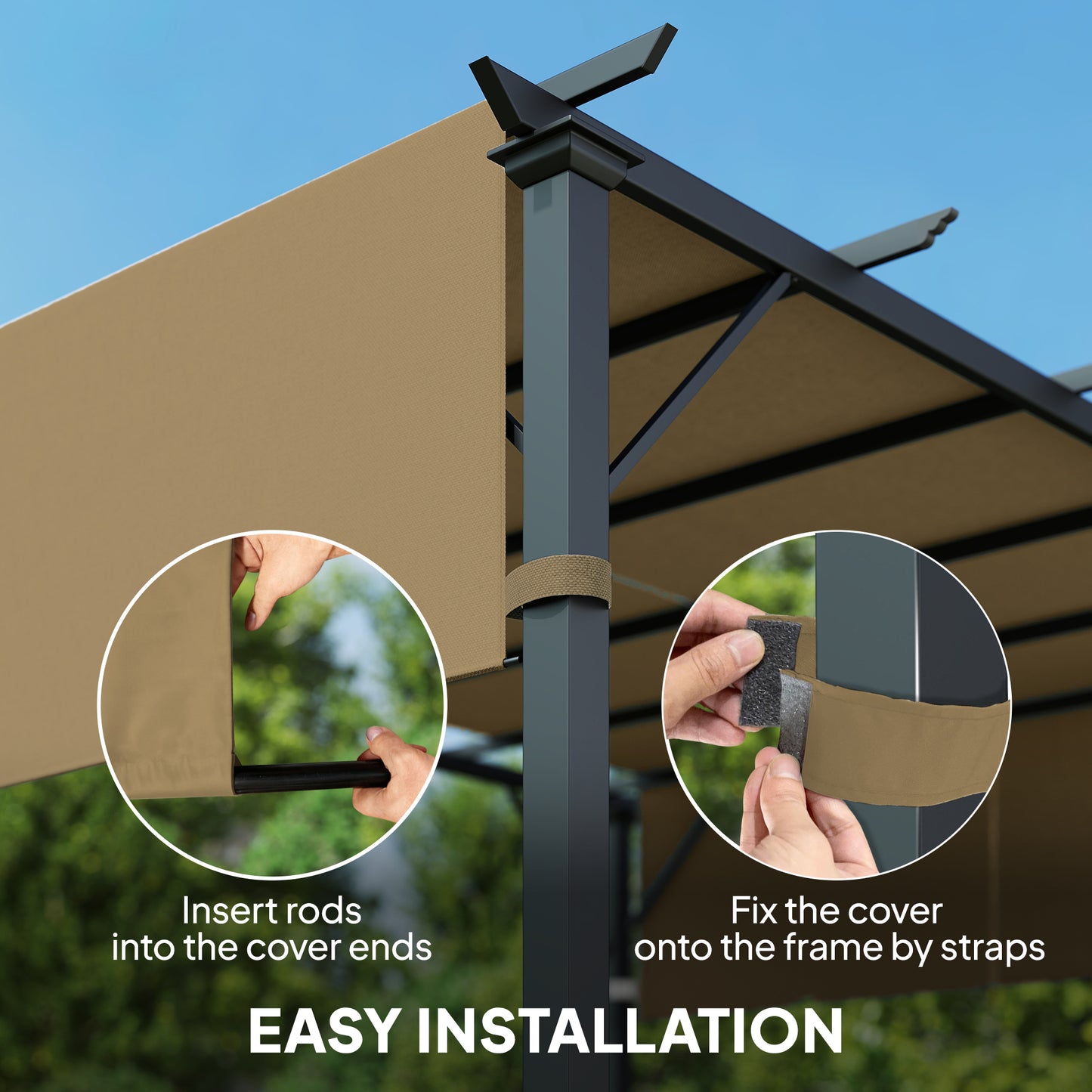 2 Pcs UV Protection Pergola Replacement Canopy, Pergola Shade Cover, Easy to Install, for 10' x 10' Pergola, Sand