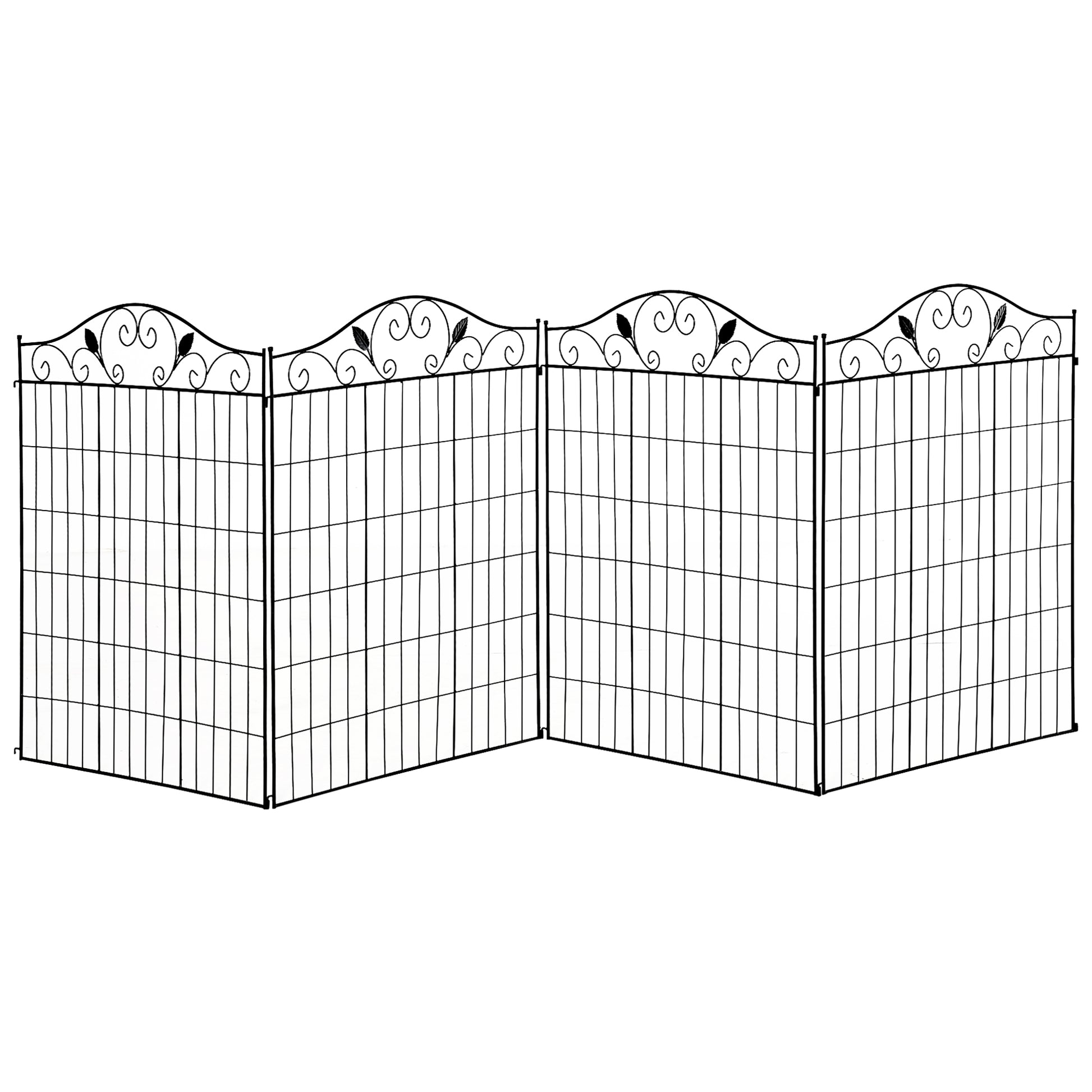 Garden Decorative Fence 4 Panels 44in x 12ft Steel Wire Border Edging for Landscaping