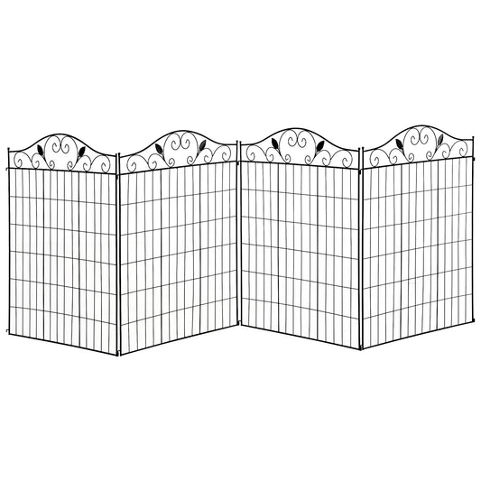 Garden Decorative Fence 4 Panels 44in x 12ft Steel Wire Border Edging for Landscaping