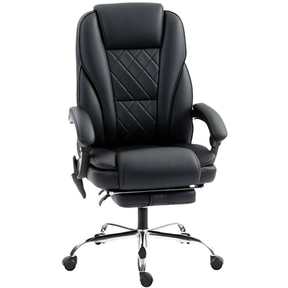 Massage Office Chair, Reclining Computer Chair with Adjustable Height and Footrest, Black