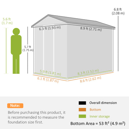 9' x 6' Garden Shed, Outdoor Storage Patio Shed w/ Sloped Roof, Lockable Door for Patio Lawn, Green