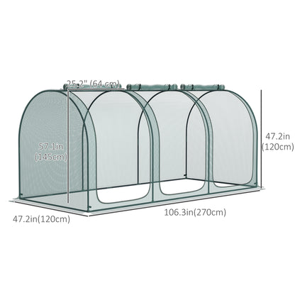 9' x 4' Crop Cage, Garden Plant Protector, with 3 Zippered Doors and 4 Ground Stakes, for Garden, Yard, Lawn, Green