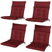 Patio Chair Cushions Set of 4, Waterproof Non-Slip Lounge Chair Cushions, 44"x21", Wine Red