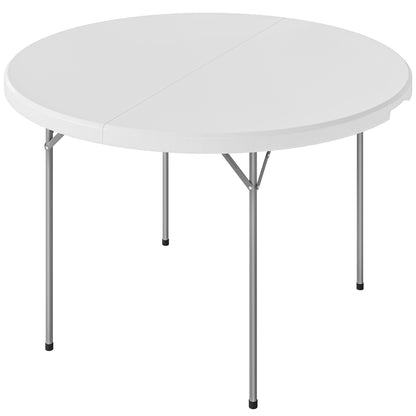 4ft Plastic Folding Picnic Table, Camping Table with Anti-Slip Foot Pads, Indoor Outdoor for Beach, BBQ, White