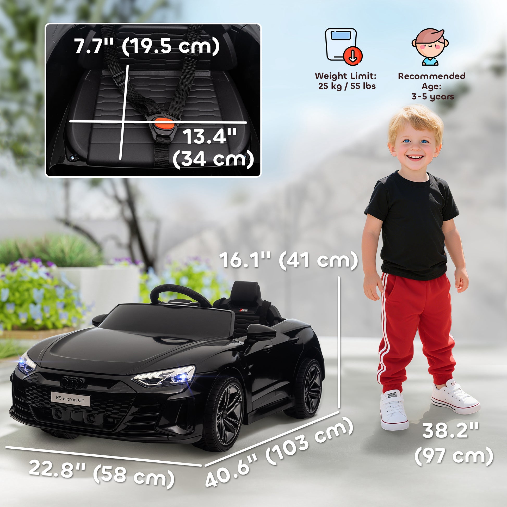 Aosom Ride-On Toy On Car with Remote Control, 12V 3.1 MPH Electric Ride for Kids w/ Suspension System, Horn Honking, Black