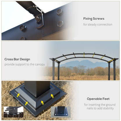 10' x 8' Outdoor Retractable Canopy Pergola Steel Frame Patio Pergola Shelter Sun Shade with Arc Roof, Beige