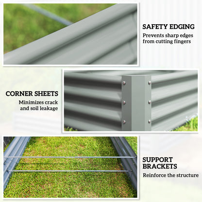 12 x 4 x 1ft Galvanized Raised Garden Bed, Reinforced Outdoor Planter Box with Open Bottom, Silver