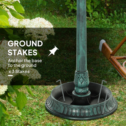 3-in-1 Garden Bird Bath Bowl Pedastal with Large Water Basin, Bird Feeder & Underneath Flower Planter, Green