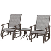 3PCs Gliding Rocking Chair & Bistro Tea Table Set, Grey
