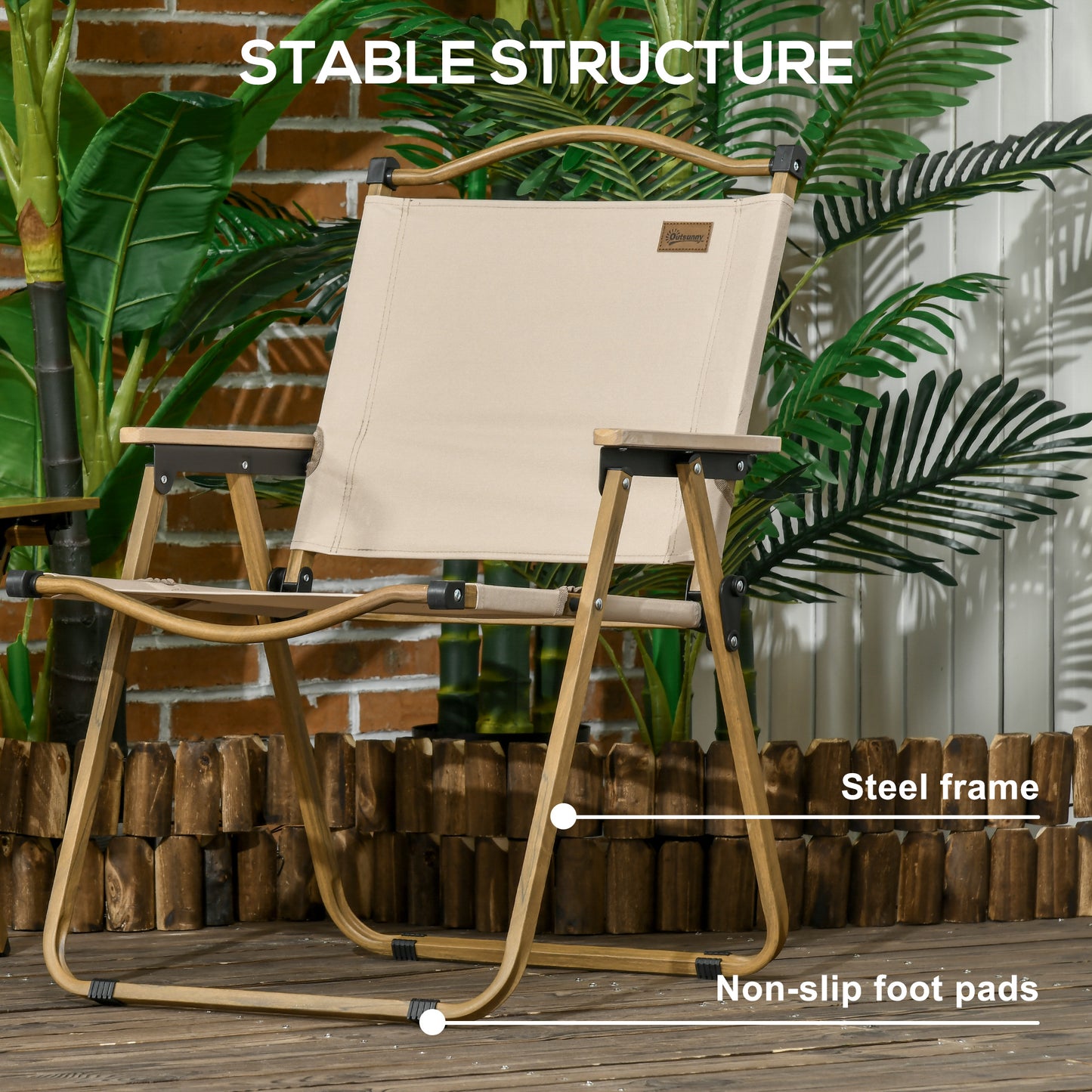 Camping Chair, Lightweight Folding Chair, Portable Armchair, Excellent for Festivals, Fishing, Khaki