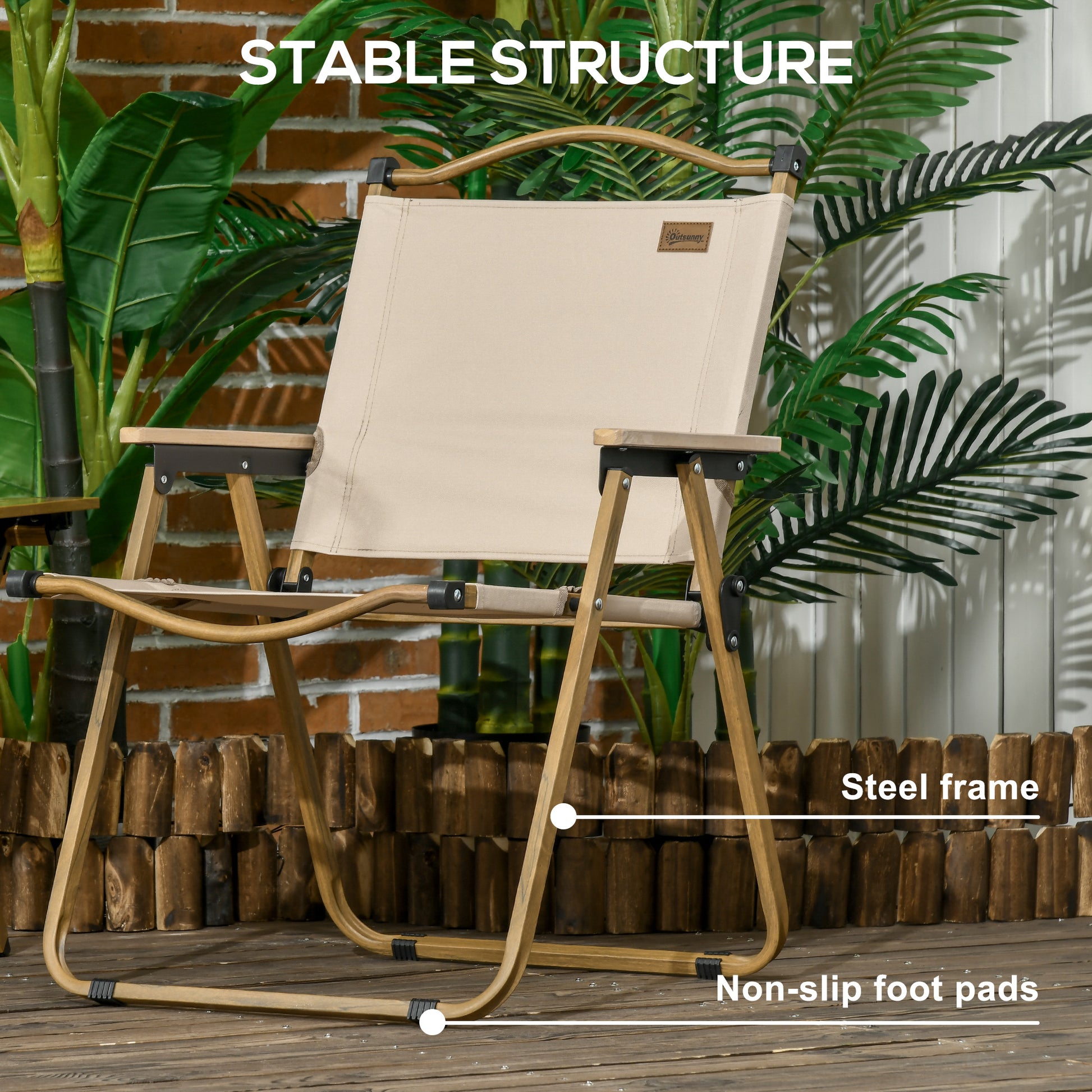 Camping Chair, Lightweight Folding Chair, Portable Armchair, Excellent for Festivals, Fishing, Khaki