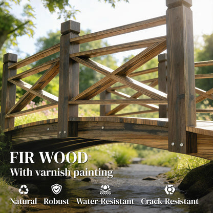 Garden Bridge Wooden Arch Footbridge with Safety Rails Carbonized