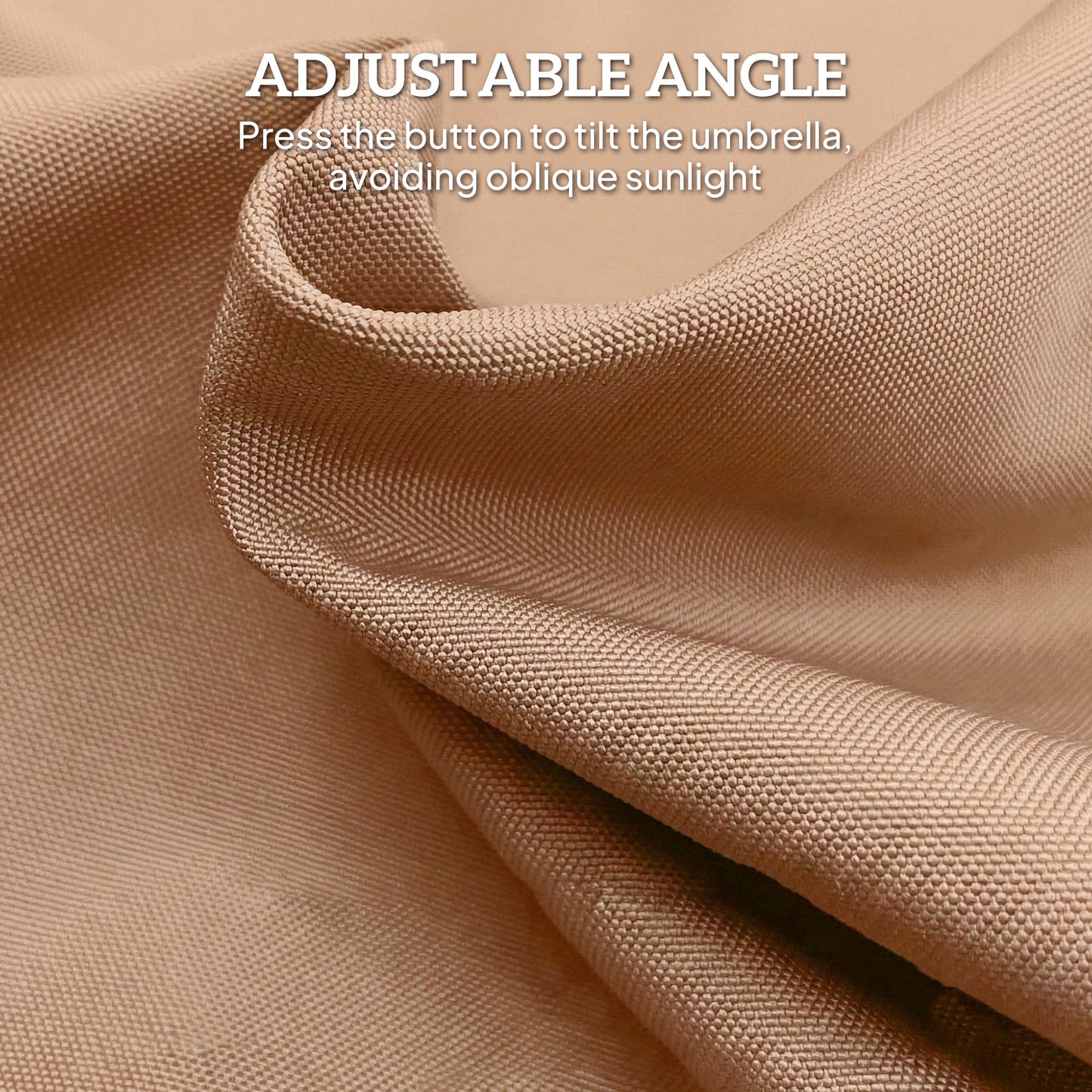 9 ft Patio Umbrella with Push Button Tilt and Crank, Fringed Outdoor Market Table Umbrella Parasol, Khaki