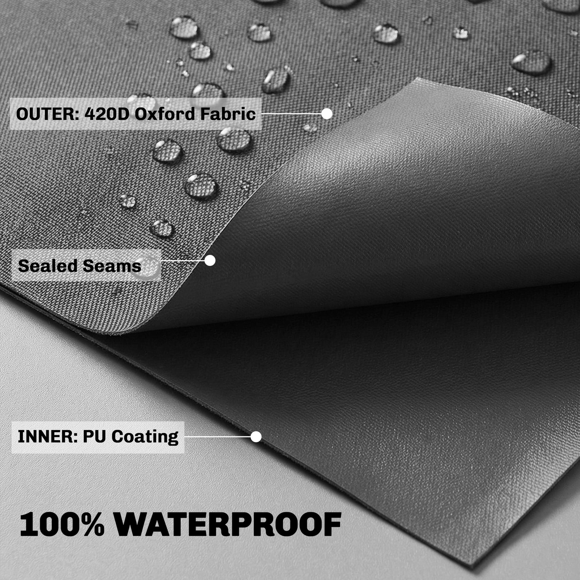 Waterproof Patio Lounge Chair Cover, 420D Outdoor Chaise Lounger Protective Cover with Sealed Seams, Storage Bag, Black