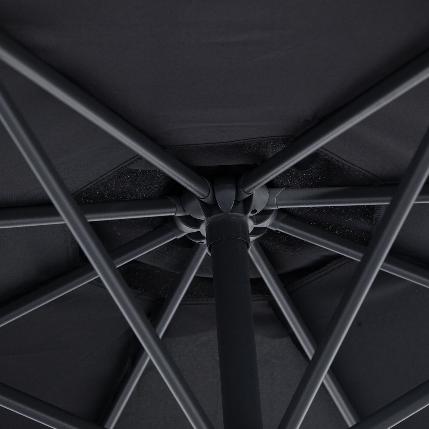 10' Deluxe Patio Umbrella Outdoor Market Parasol Banana Hanging Offset Sunshade Crank Cross Base Black