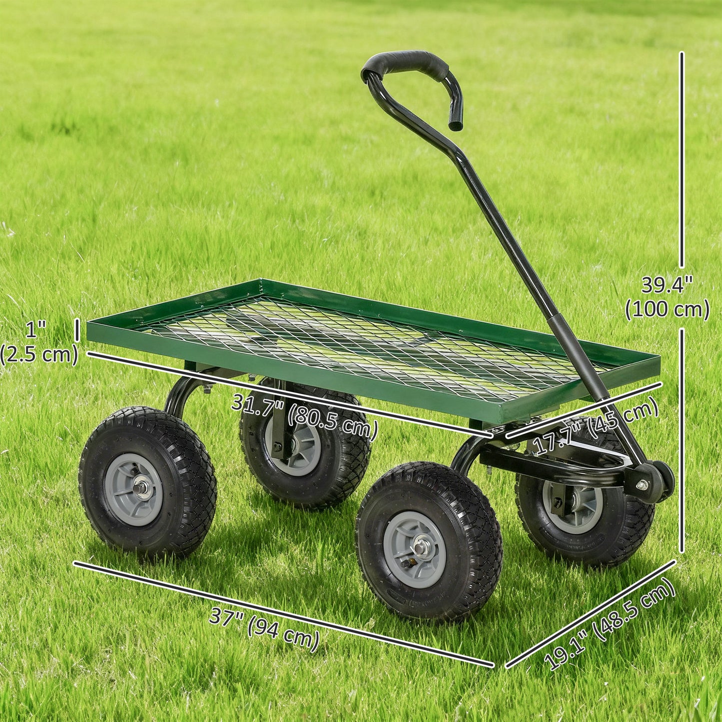 Heavy Duty Garden Wagon Cart with 10" Wheels, 330 lbs Capacity, for Garden, Beach, Lawn, Black