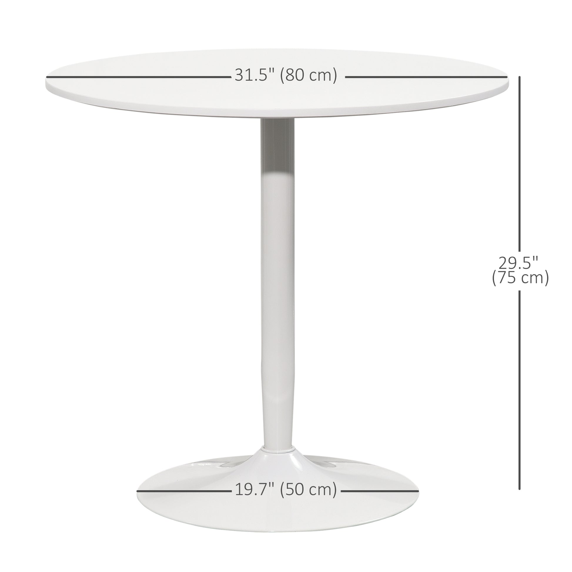 Modern Kitchen Table for 2 People, Round Dining Table with Steel Base for Living Room, Dining Room, White