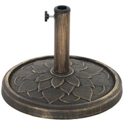 Round Patio Umbrella Base, 26 lbs Resin Umbrella Stand Base, Heavy Duty Patio Umbrella Holder, Bronze