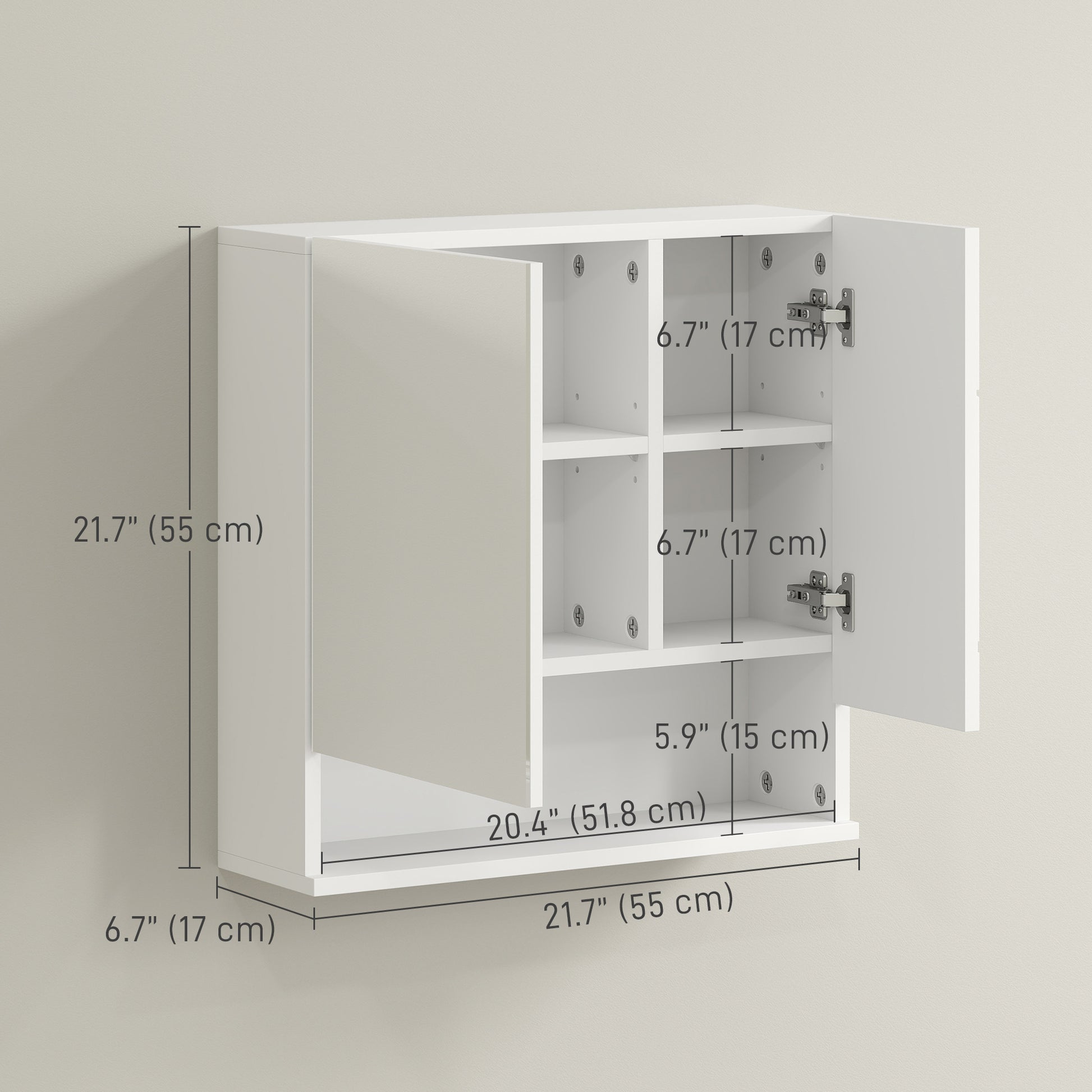 Medicine Cabinet, Wall Mounted Bathroom Mirror Cabinet with Mirrored Door, Adjustable Shelf and Soft Close Mechanism