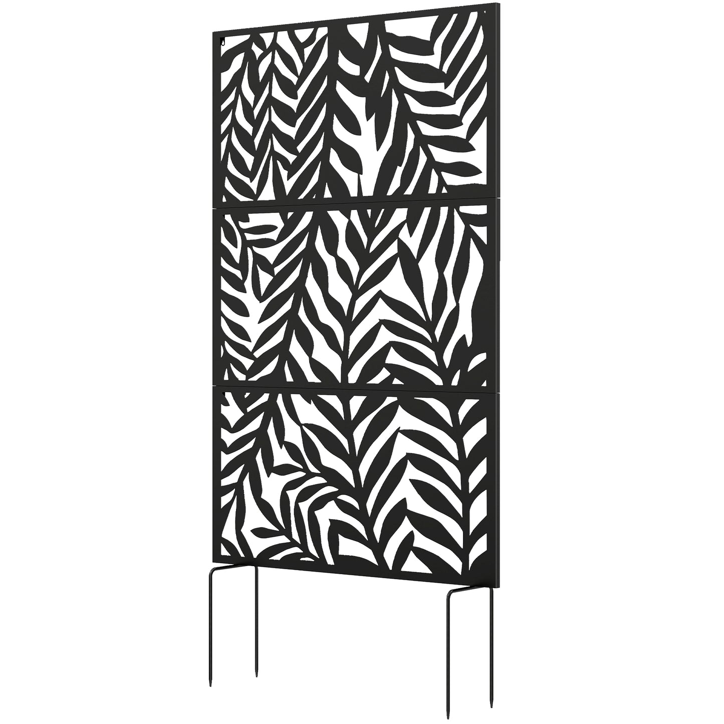 Metal Outdoor Privacy Screen, 72" x 38" Freestanding Outdoor Divider, Black