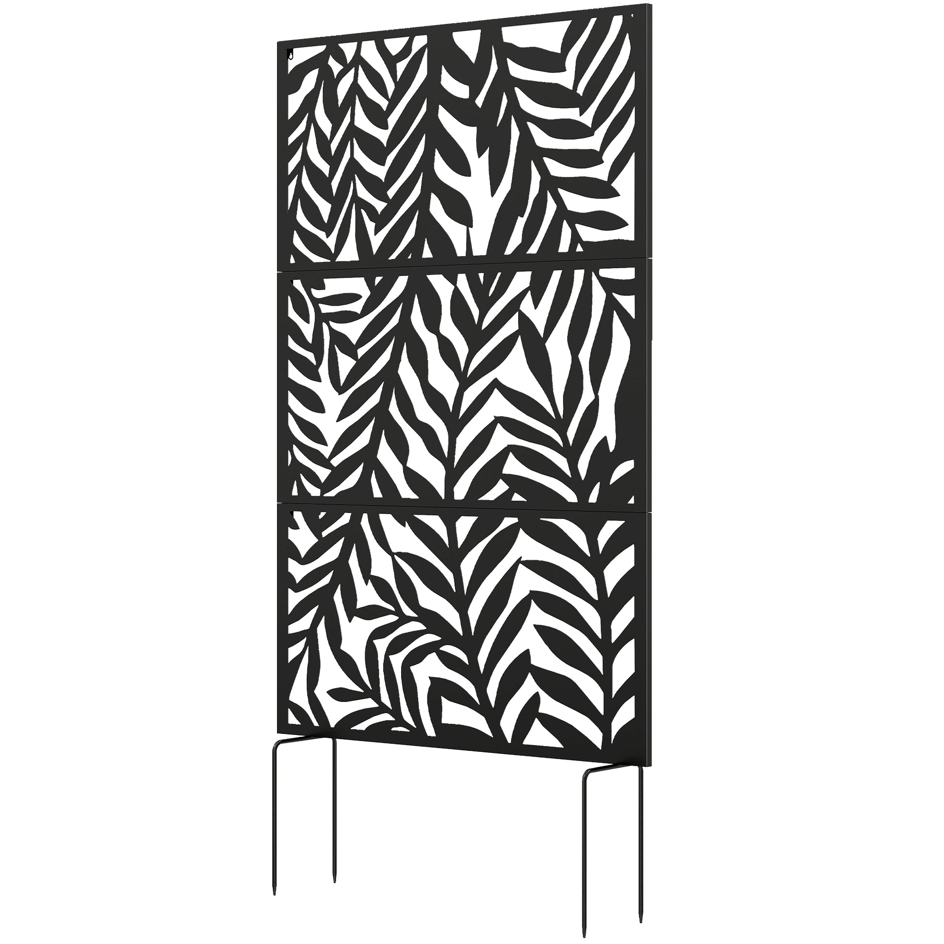Metal Outdoor Privacy Screen, 72" x 38" Freestanding Outdoor Divider, Black