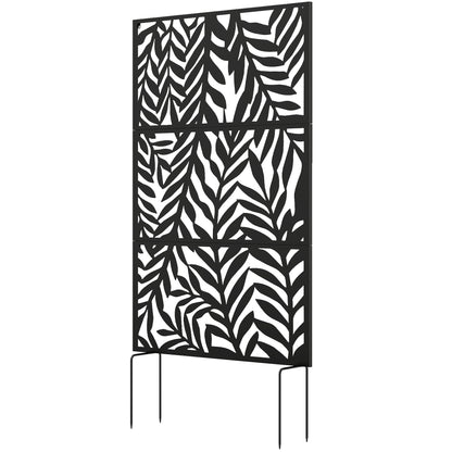 Metal Outdoor Privacy Screen, 72" x 38" Freestanding Outdoor Divider, Black