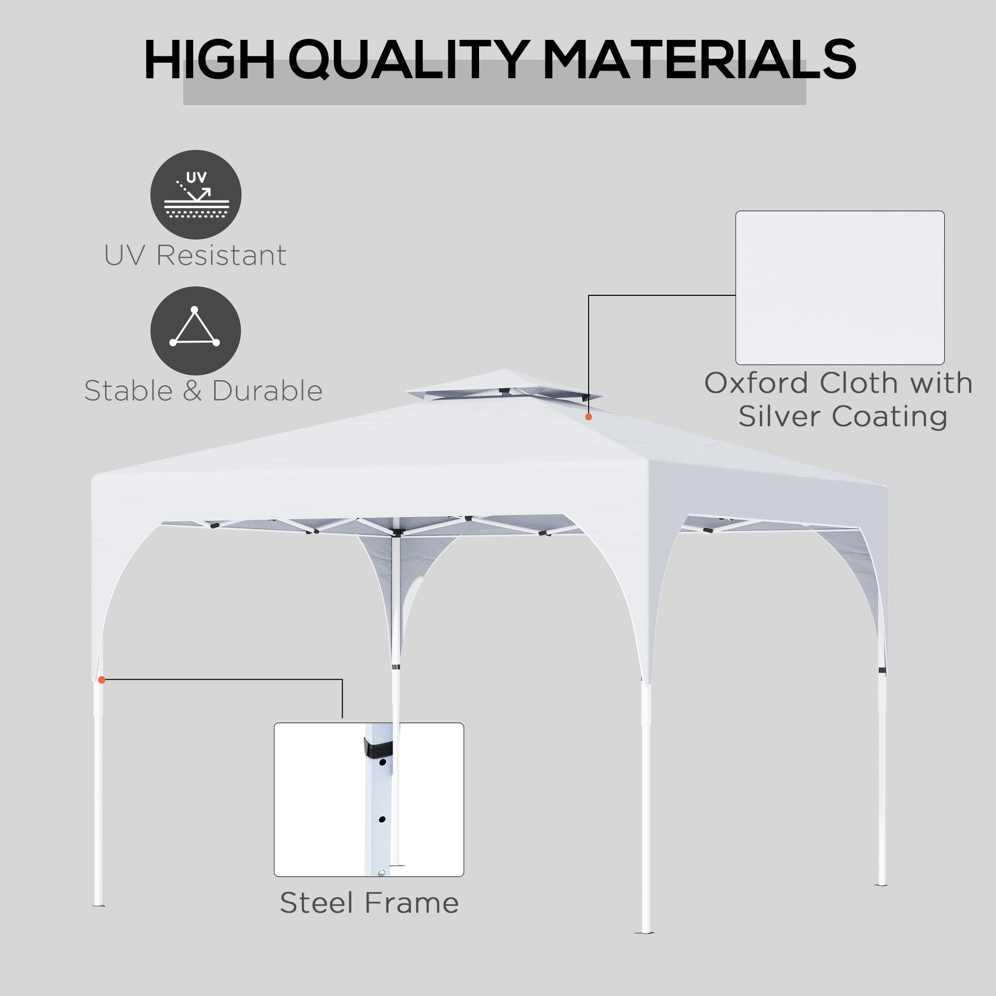 10'x10' Pop Up Canopy, Easy Set Up Party Tent with 2 Tier Vented Roof and Carrying Bag for Outdoor, Garden, Camping, White