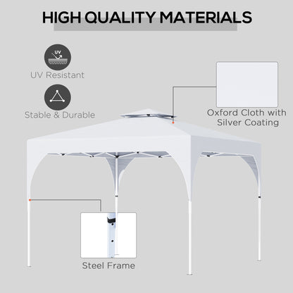 10'x10' Pop Up Canopy, Easy Set Up Party Tent with 2 Tier Vented Roof and Carrying Bag for Outdoor, Garden, Camping, White