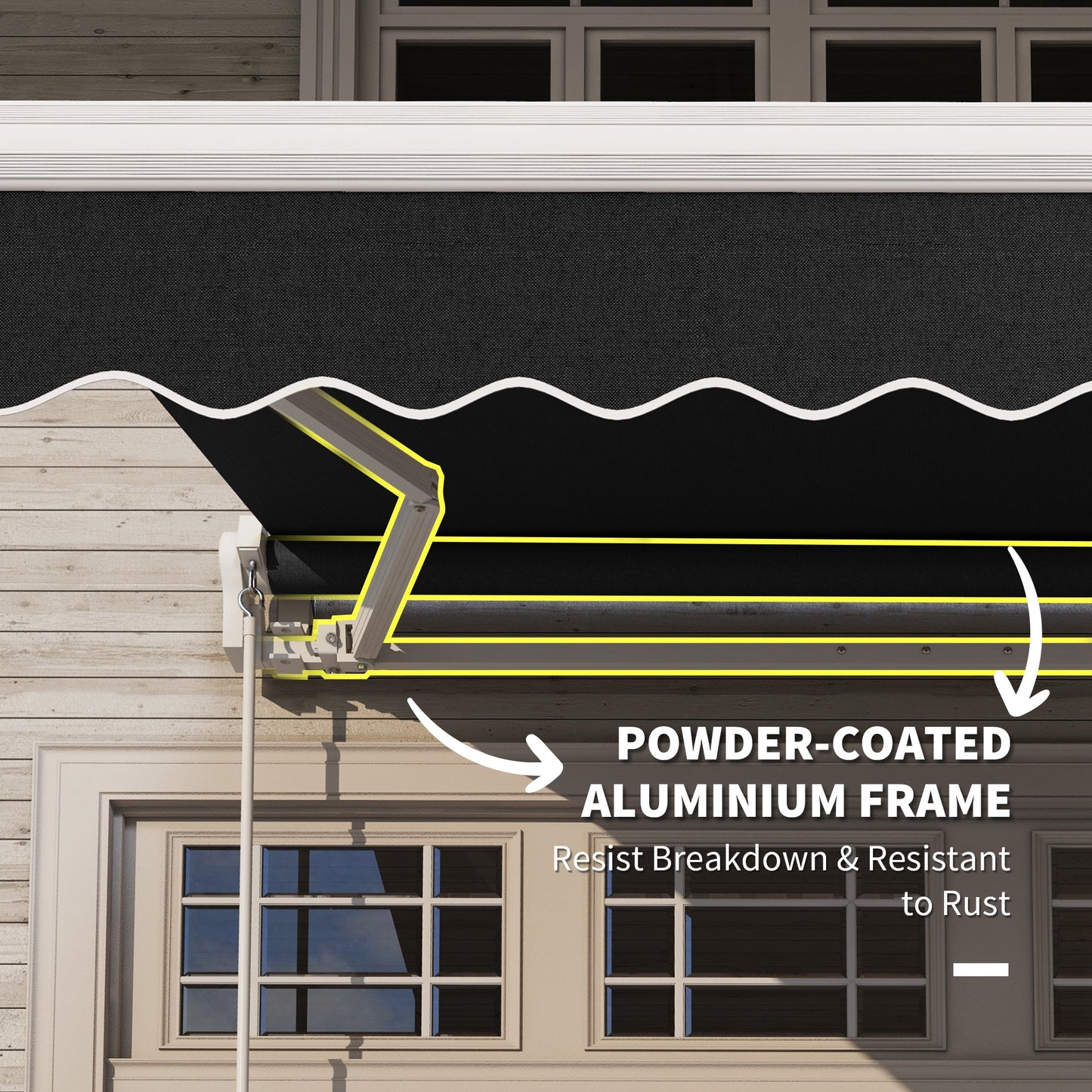 8'x7' Patio Awning Manual Retractable Sun Shade Outdoor Deck Canopy Shelter, Black