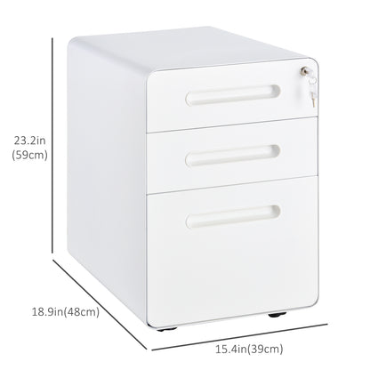 Lockable File Cabinet, Steel Filing Cabinet on Wheels for Legal, A4, Letter Size, Home Office