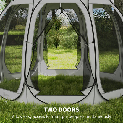11' x 11.5' Screen Tent, Pop Up Camping Gazebo with Portable Carry Bag and 2 Doors, Grey