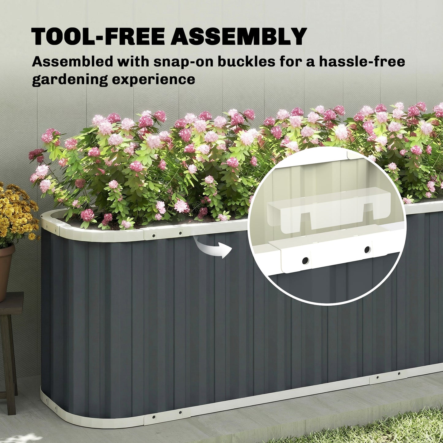 Galvanized Raised Garden Bed, Deep Root Planter Box, Outdoor Garden Bed with Plant Labels, 7' x 2' x 2', Dark Grey