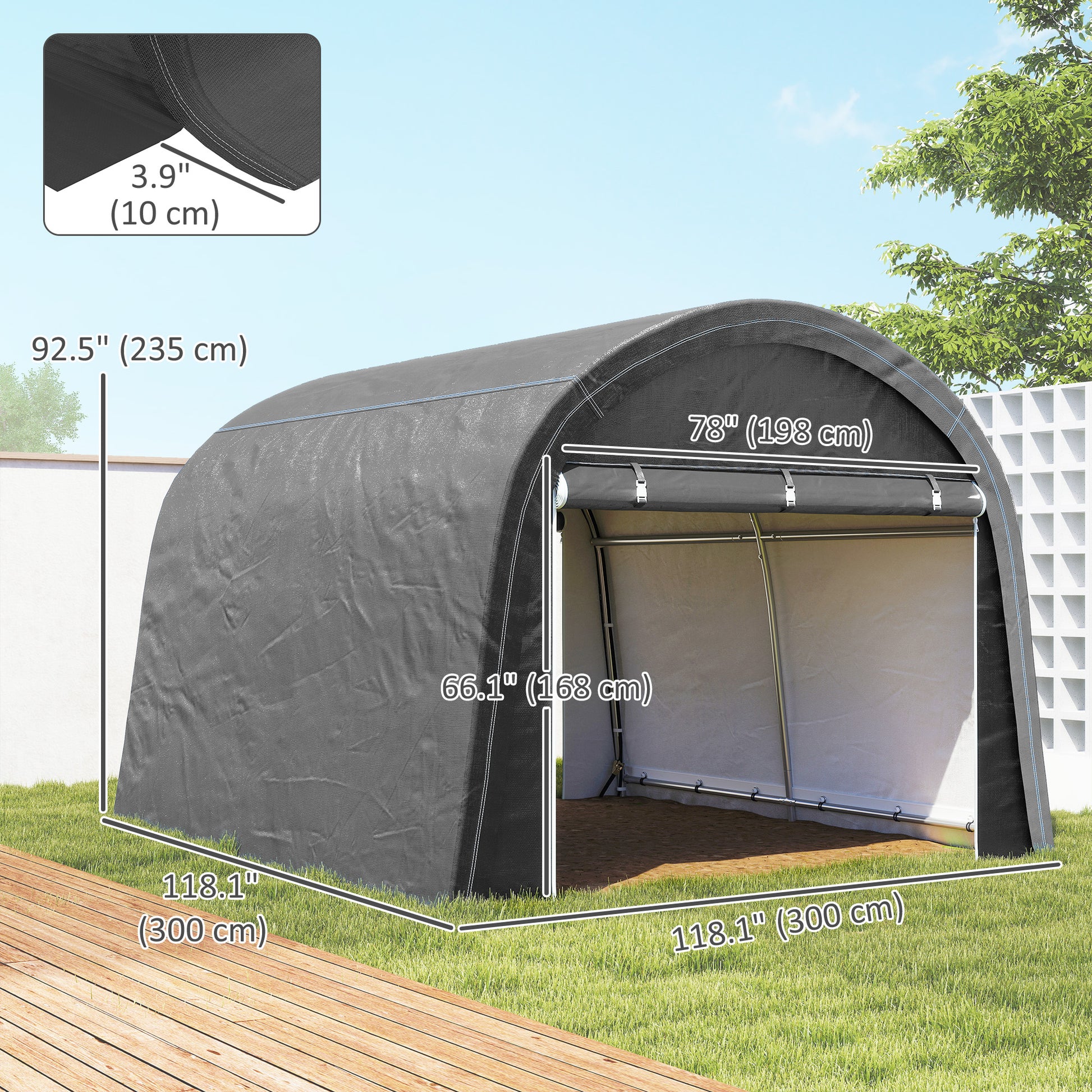 10' x 10' Outdoor Storage Tent, Heavy Duty and Waterproof Portable Shed for Bike, Motorcycle & Garden Tools