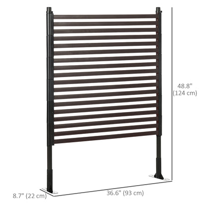 4 FT Outdoor Privacy Screen with 2 Standing Ways for Hard & Soft Ground, Decorative Outdoor Divider, Metal Animal Barrier for Garden, Backyard, Deck, Brown