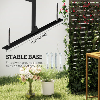 Decorative Outdoor Privacy Panel, Freestanding Metal Outdoor Divider with Stand for Garden, Backyard, Deck, Pool, Black