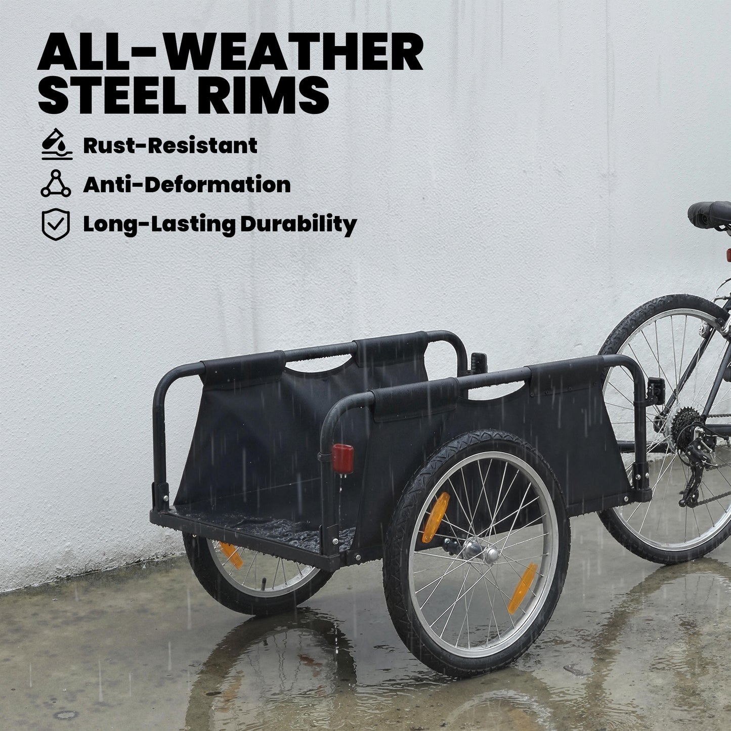 Soozier Bike Cargo Trailer, Bicycle Trailer Wagon Cart with Quick Release 16" Pneumatic Wheels, Red Flag