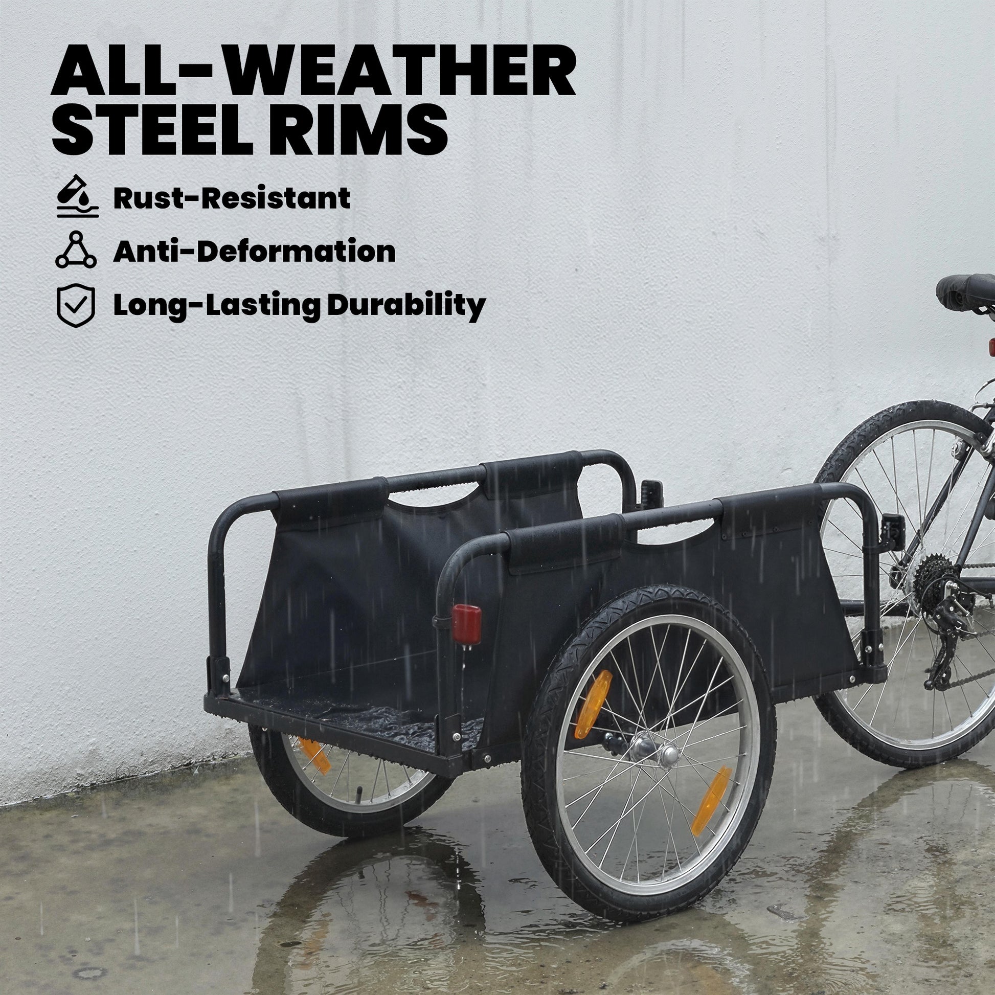 Soozier Bike Cargo Trailer, Bicycle Trailer Wagon Cart with Quick Release 16" Pneumatic Wheels, Red Flag