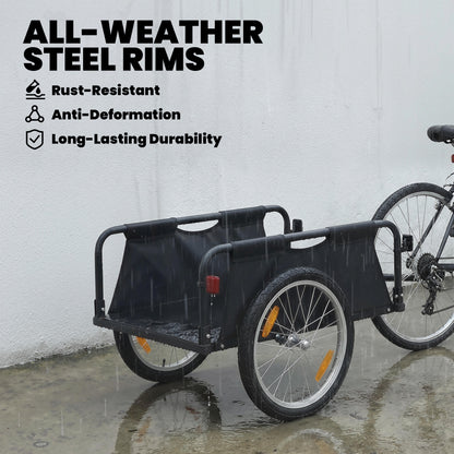 Soozier Bike Cargo Trailer, Bicycle Trailer Wagon Cart with Quick Release 16" Pneumatic Wheels, Red Flag