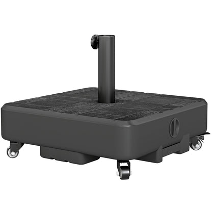 Patio Umbrella Base with Wheels Fillable Outdoor Umbrella Stand for 1.5"/1.9" Poles Black