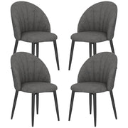 Modern Dining Chairs Set of 4, Upholstered Dining Room Chairs with Metal Legs, Shell Backrest, Padded Seat, Dark Grey