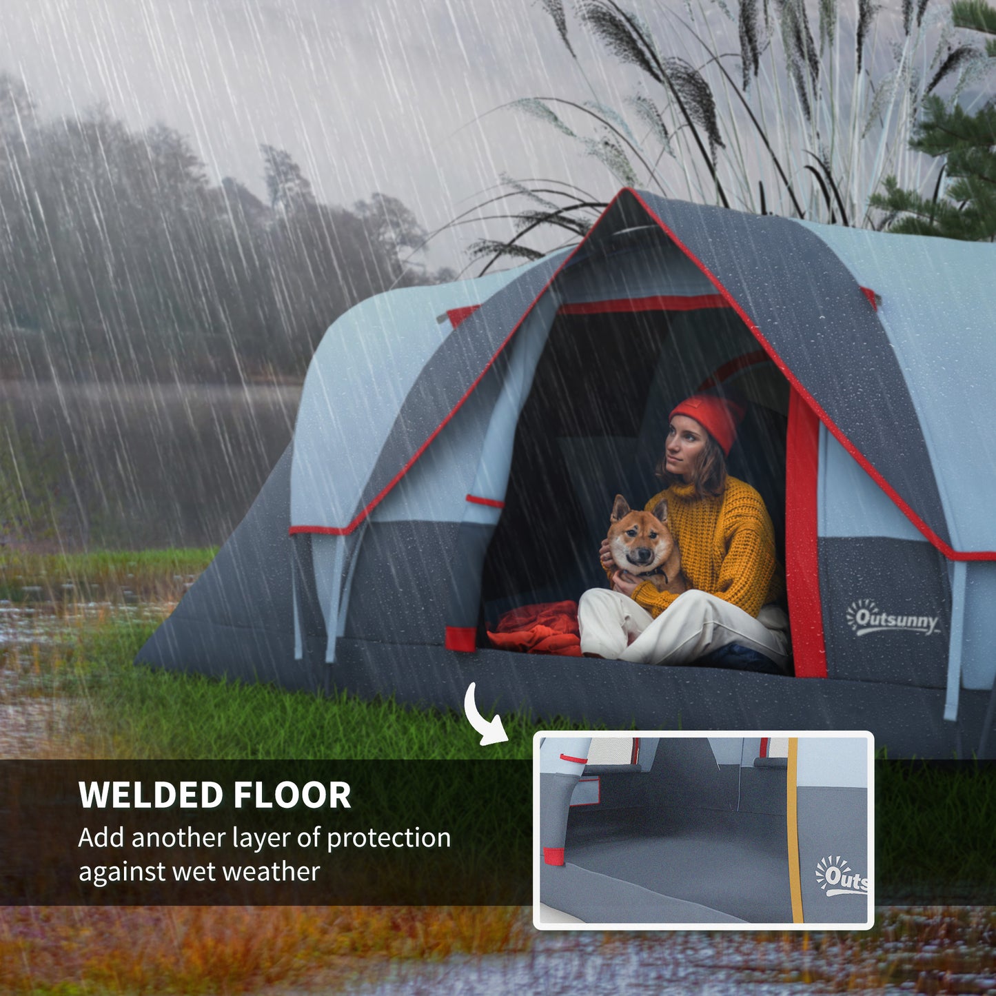 5-6 Person Family Tent, Outdoor Camping Tent with Lighting Hook, Carrying Bag for Camping, Hiking and Travelling, Grey