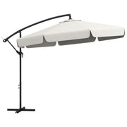11 FT Cantilever Patio Umbrella Offset Parasol with Cross Base and 8 Ribs for Garden, Cream White