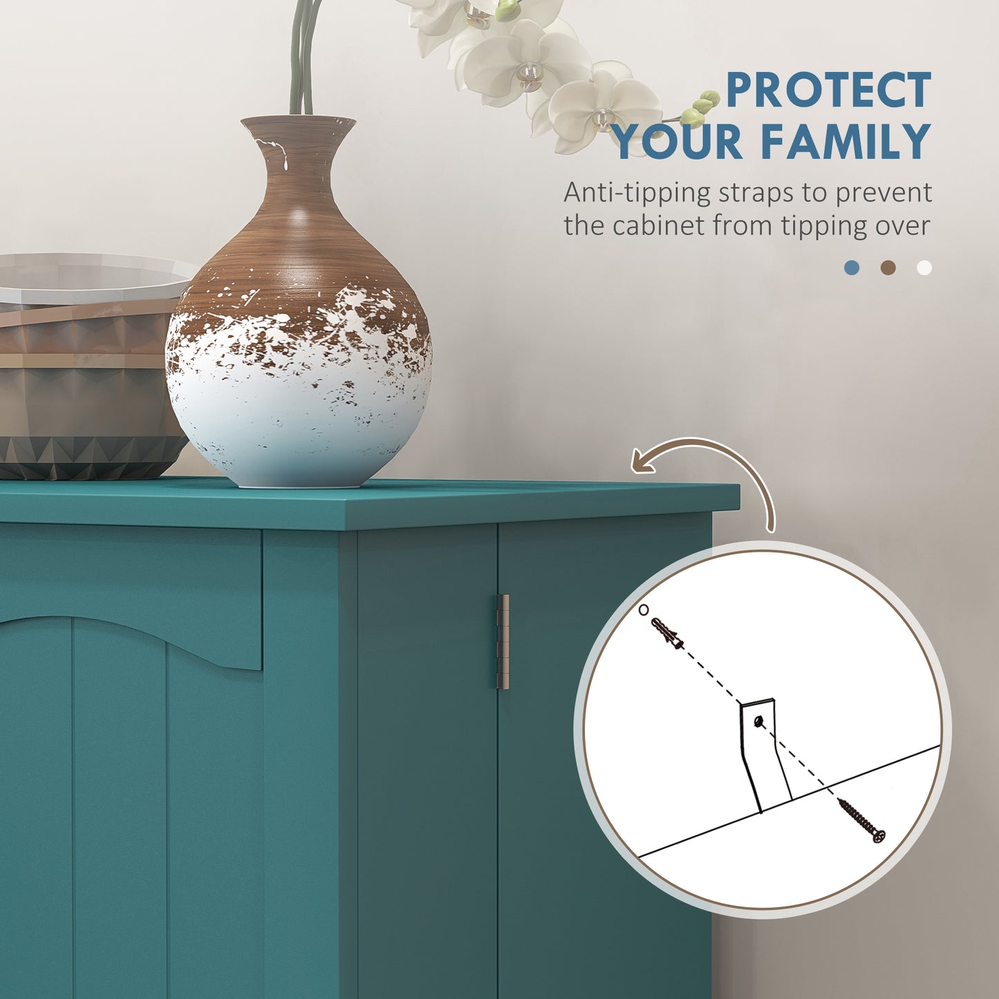 41" Storage Cabinet, 2-Door Kitchen Pantry Cabinet with 5-tier Shelving, 12 Spice Racks, Adjustable Shelves, Teal Blue